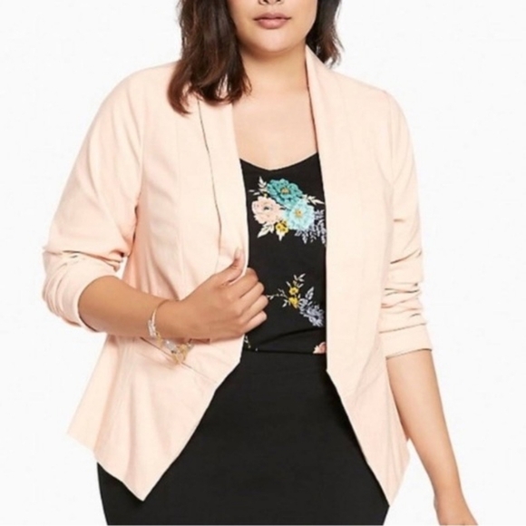 torrid Jackets & Blazers - Torrid sz 2 rouche sleeve open blazer light pink sz 2X